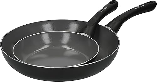 Miniatura 2 de MasterClass - Juego de 2 sartenes antiadherentes ecológicas de cerámica (70% aluminio reciclado, 7.9 in  11.0 in), color negro