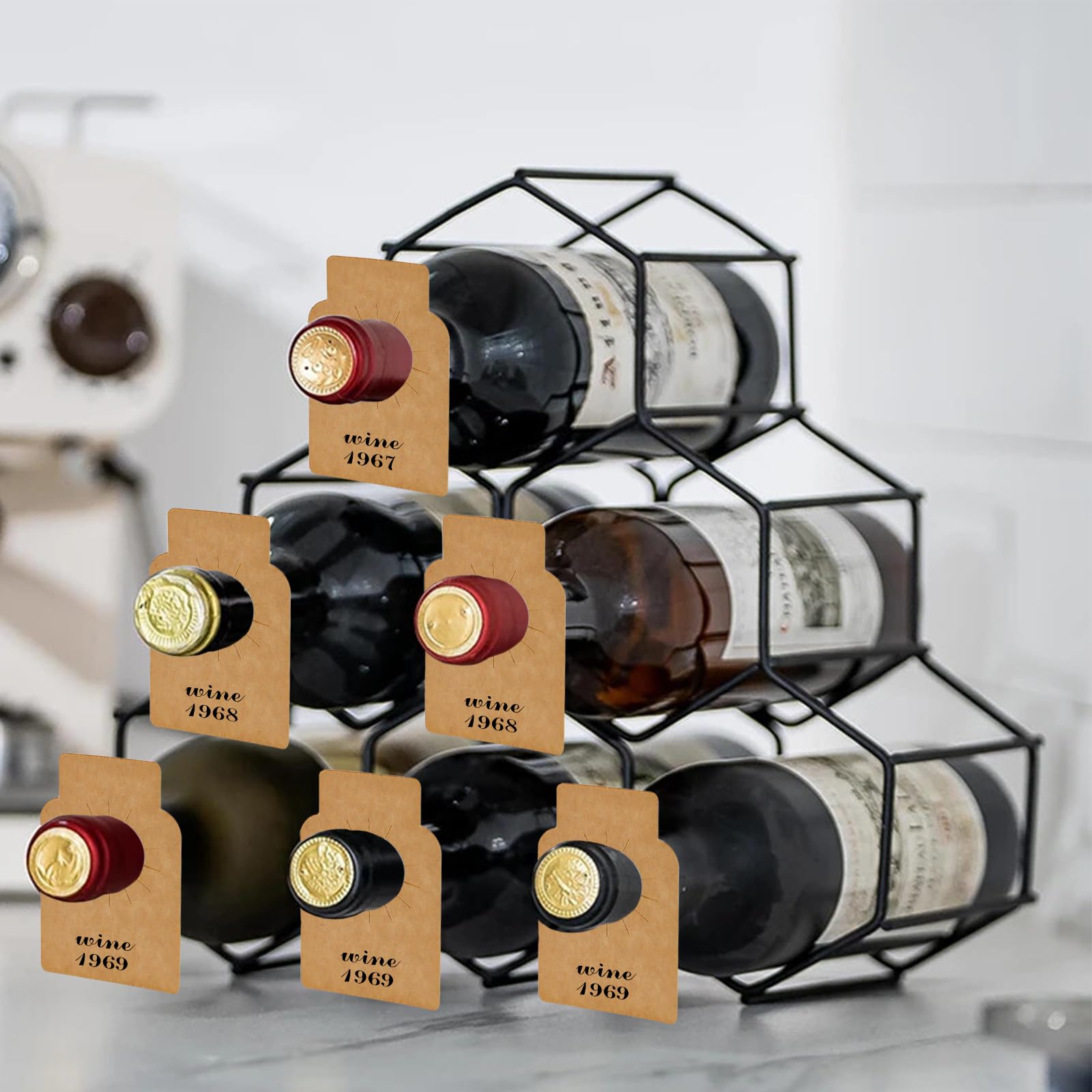 200 Pezzi Etichette Della Cantina, Etichette della Bottiglia di Vino, Etichette Per Bottiglie Di Cantina, Etichette per Collo di Bottiglia Universale per Portabottiglie E Cantine Contrassegnare