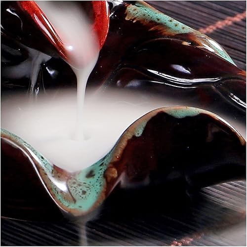 Miniatura 4 de DMUNIZ Quemador de incienso clásico de cerámica de colores adornos de la suerte loto zen reflujo de incienso horno retro con 20 conos de incienso