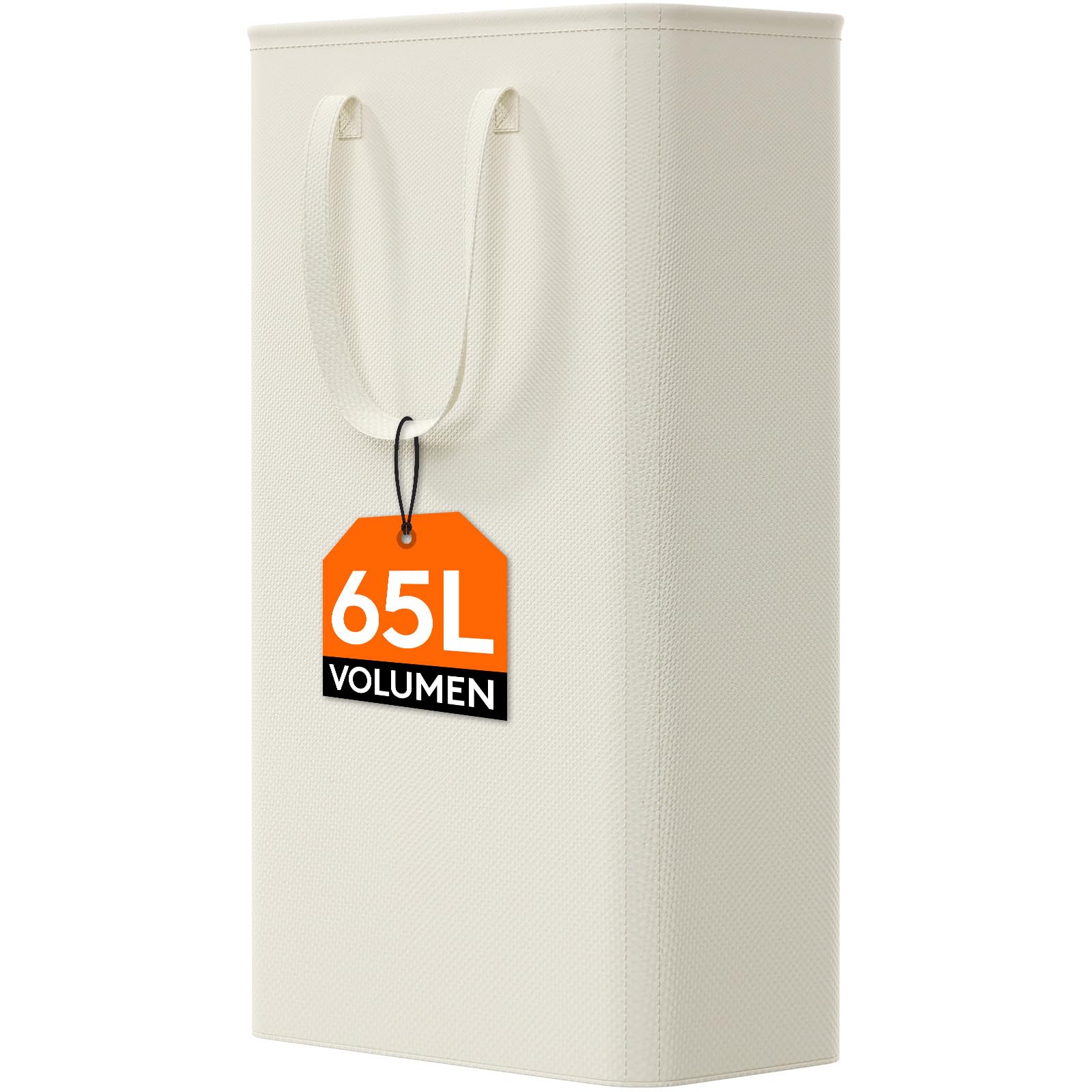 Lifewit 65L Wäschekorb schmal mit Griffen, faltbarer Wäschesammler für kleine Räume, schlanker Wäschebox für Bad, Schlafzimmer, Waschraum & Studentenwohnheim, Weiß