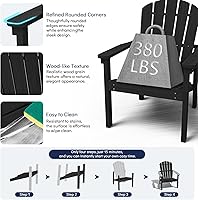 Vista 6 de nevilywood Juego de 2 sillas Adirondack compactas apilables de polietileno de alta densidad de 26.3 pulgadas de ancho, diseño duradero, ahorro