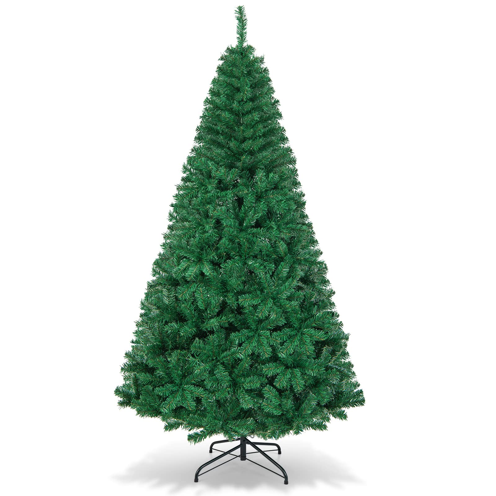 GIANTEX Albero di Natale Verde 150/180/210/240 cm Folto Sintetico, Albero di Natale per Feste, Case, Uffici, Negozi, Bar, Supporto in Ferro, Rami Spessi (210 cm)
