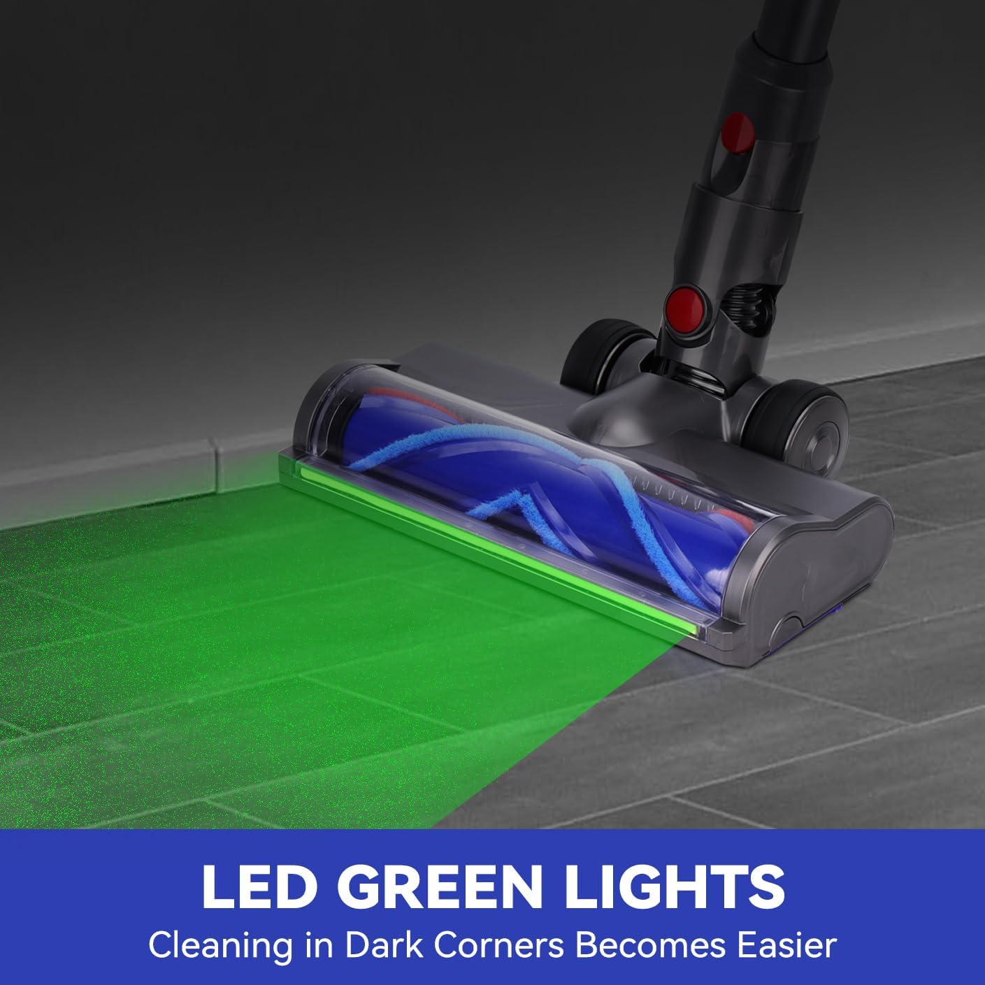 Upgrade Head Replacement Parts for Dyson V12/V10 Slim Vaccum Cleaner, Cleaner Head with Full-Area Green LED Lights, Direct Drive Cordless Vacuum Head Attachments, Quick-Release Design