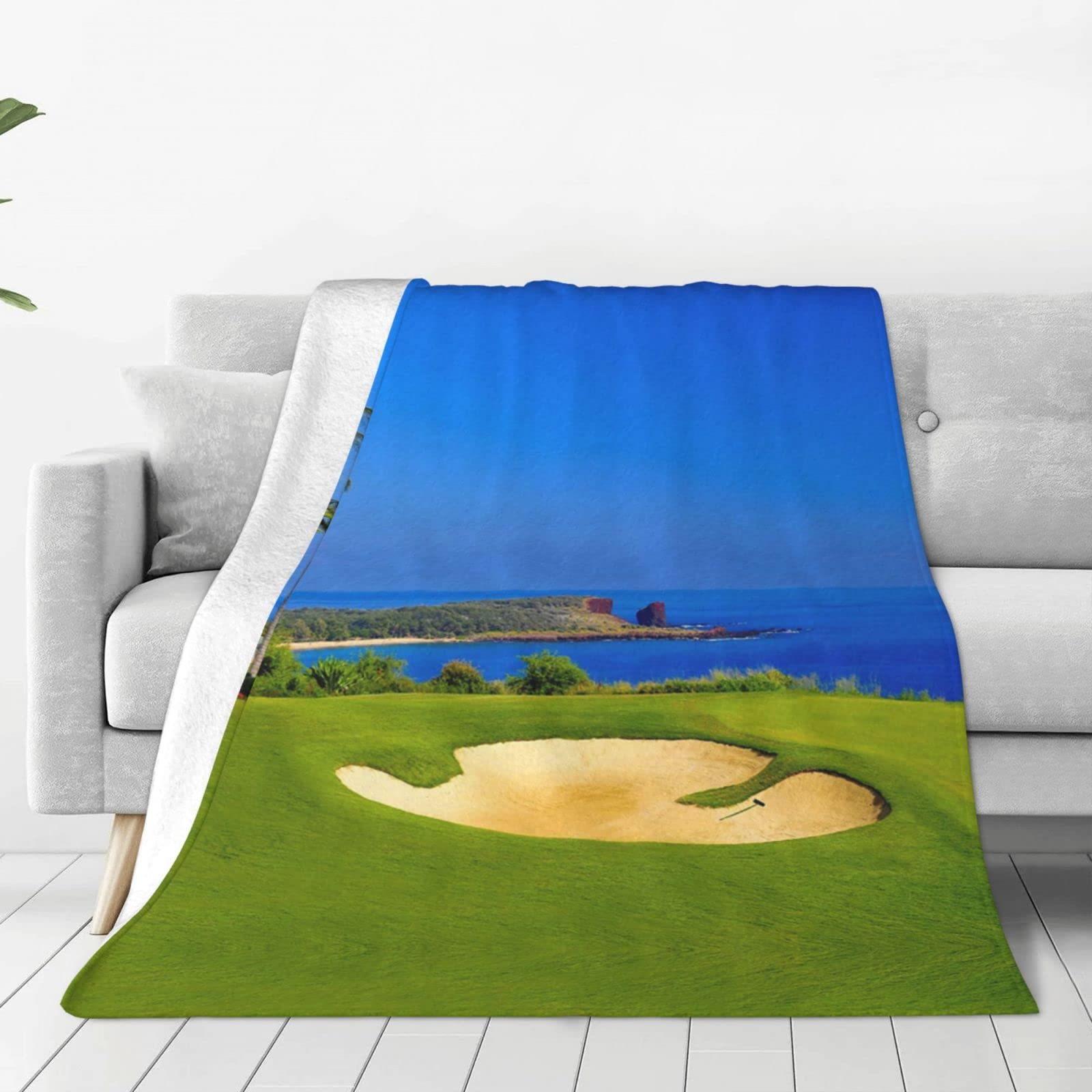Couverture de golf en flanelle légère et verticale pour canapé