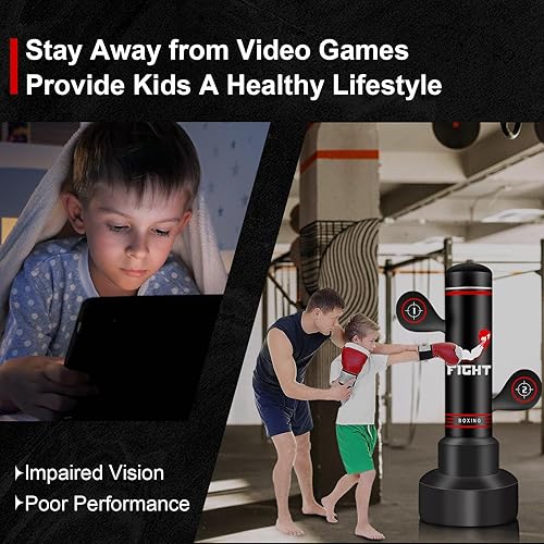 Miniatura 3 de Upgraded Heavy Freestanding Punching Bag for Adults Teens, 70 Standing Punching Bag Kicking Bag Heavy Bag, Women Men Kickboxing Bags for Training