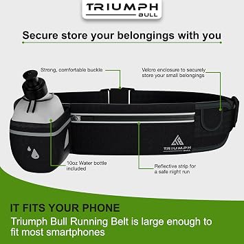 Running Belt Running Phone Holder - Fanny Pack For Hiking Essentials, Travel Essentials, And Money Belt. Bounce-Free Alternative For a Running Vest (Running Belt With Water Bottle)