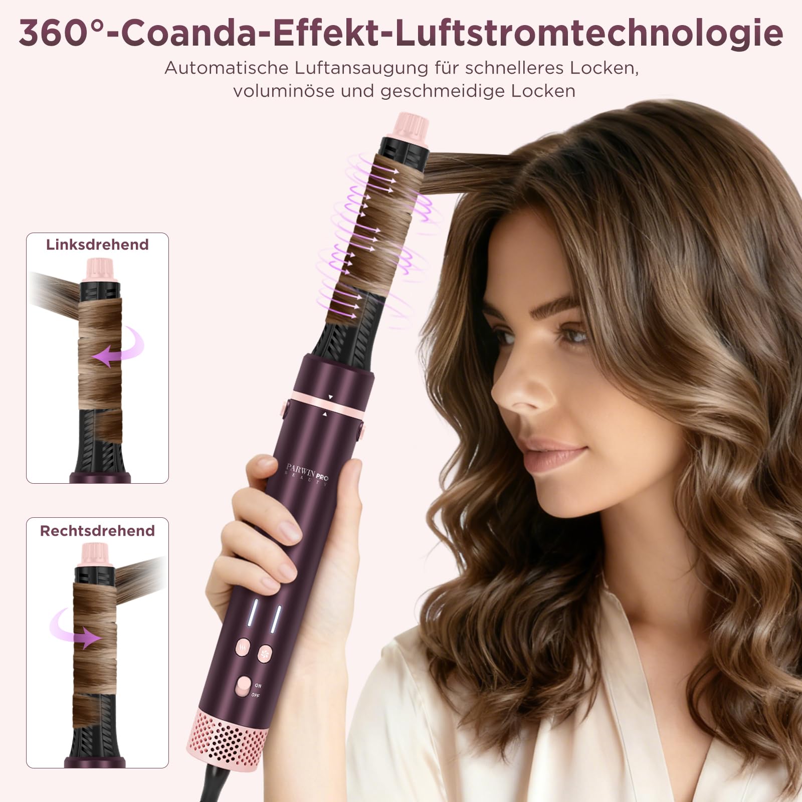 PARWIN PRO BEAUTY MaxAIR 2.0 7 in 1 Airstyler Multi-Styler Set, Lockenstab, Föhn 110000 U/Min, Volumenbürste