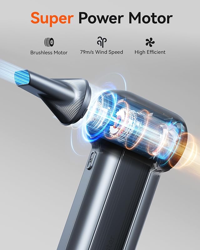 WOLFBOX MF100 Compressed Air Duster, 150000RPM Turbo Fan, 45 m/s Airflow image 2