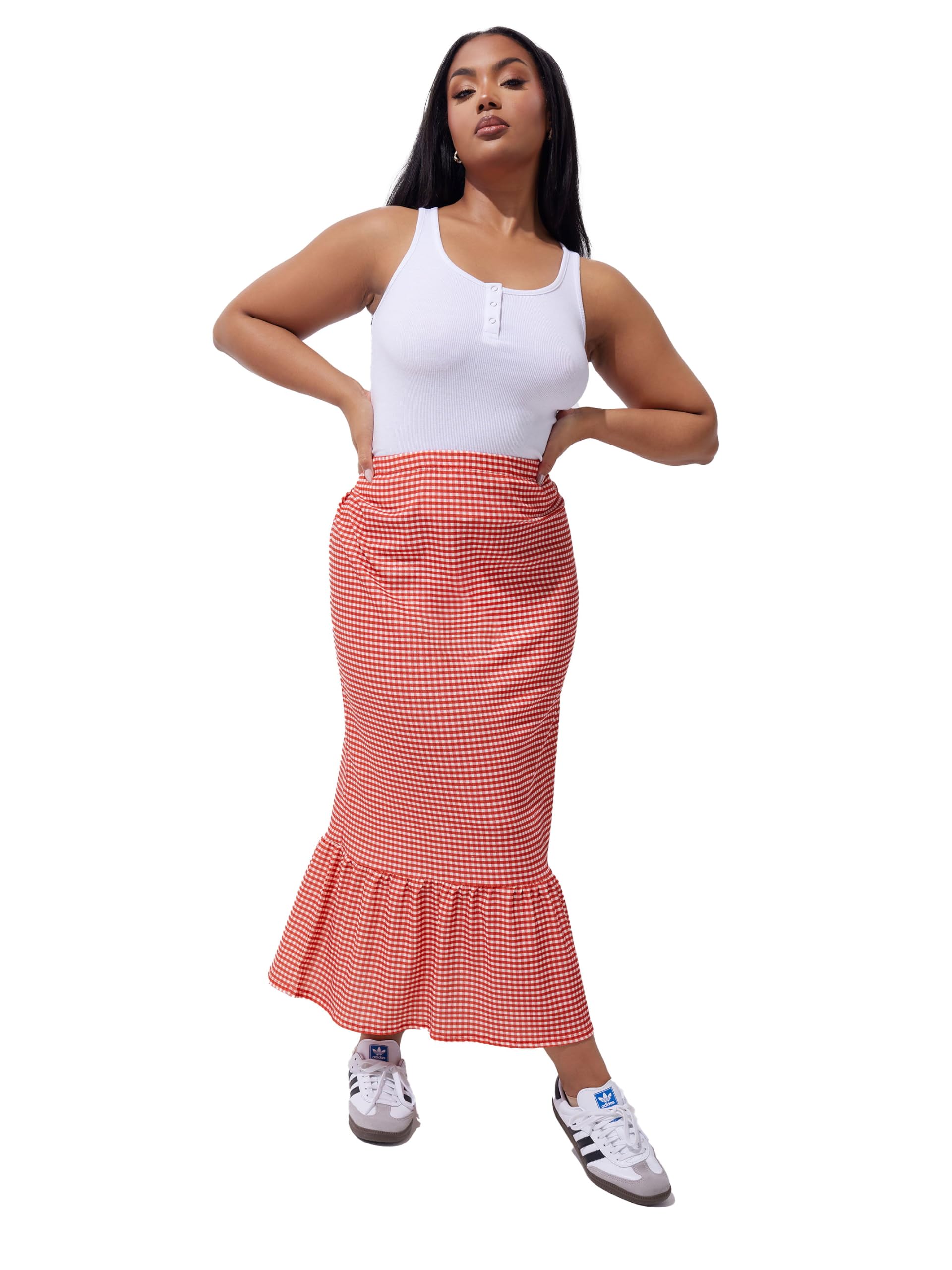 Yours Women's Maxi Skirt - Red - Size 22-24