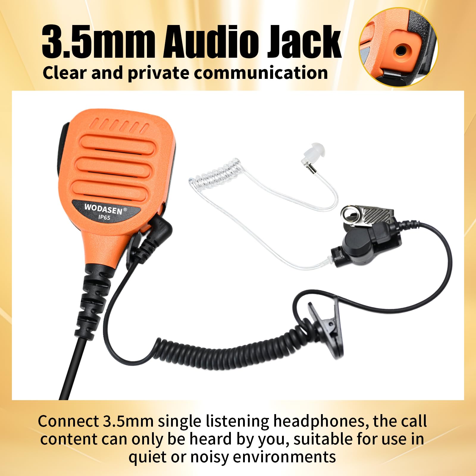 WODASEN Micrófono de hombro de mano Walkie Talkie de 3,5 mm con altavoz de 1 pin para Yaesu Vertex VX-6 VX-6R VX-7 VX-7R FT-60R FT-65R FT5DR FT-3DR FT-70DR VX-170 EVX-S24 Radio Horizon estándar (128
