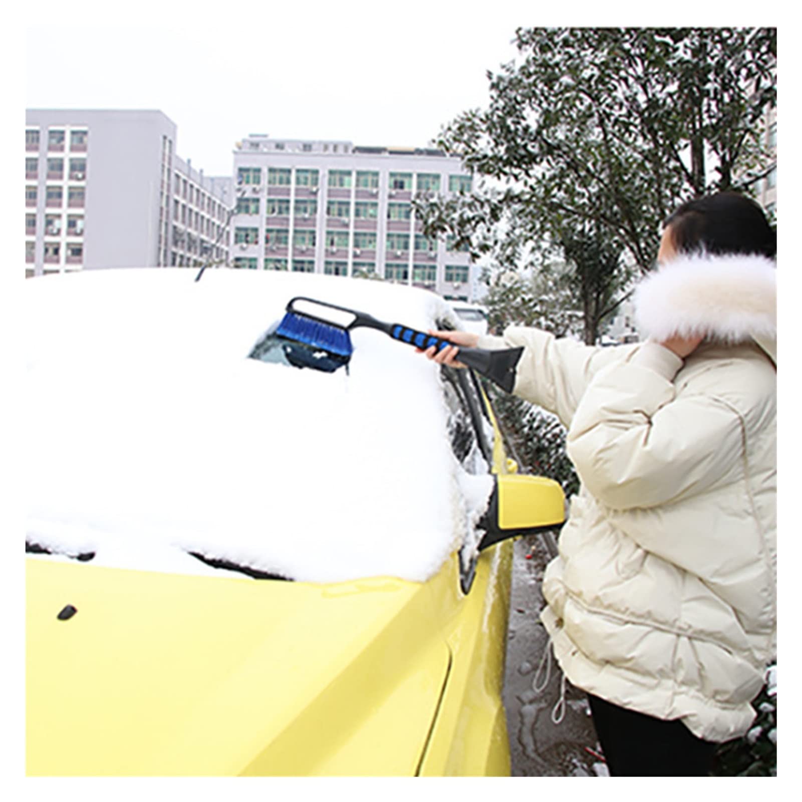 Brosse à Neige pour Pare-Brise Grattoir à Glace avec Glace Brosse à Neige Brosse à Neige Brise-Glace Nettoyage Rapide Brosse à Verre Déneigeur de Voiture Déneigement Multifonctionnel