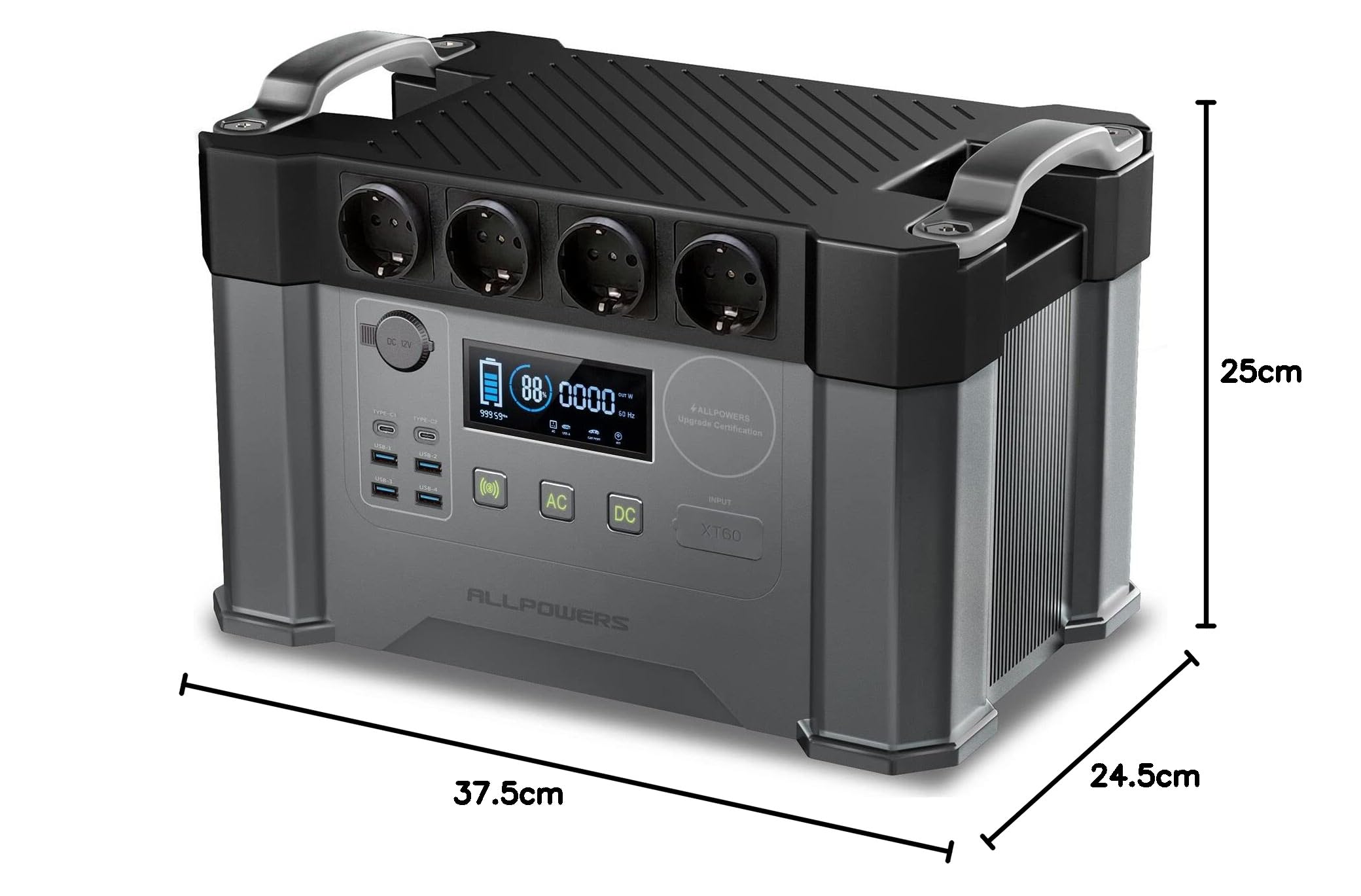 ALLPOWERS Tragbarer Powerstation 2400W (4000W Surge) Wechselstromsteckdosen 1451Wh Akku MPPT Solar Generator Mobiler Stromspeicher für Wohnmobil Camping Heimwerken Notstromaggregat RV Haus Notfall