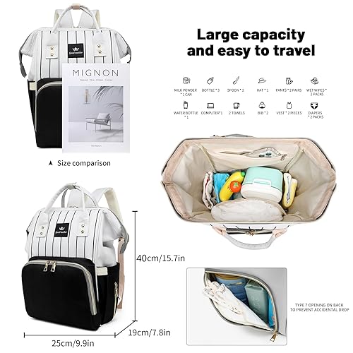 Miniatura 4 de Bolsa de pañales de cuero con 14 bolsillos para mamá papá regalos de baby shower bolsa de bebé grande para niños y niñas con cambiador correas para