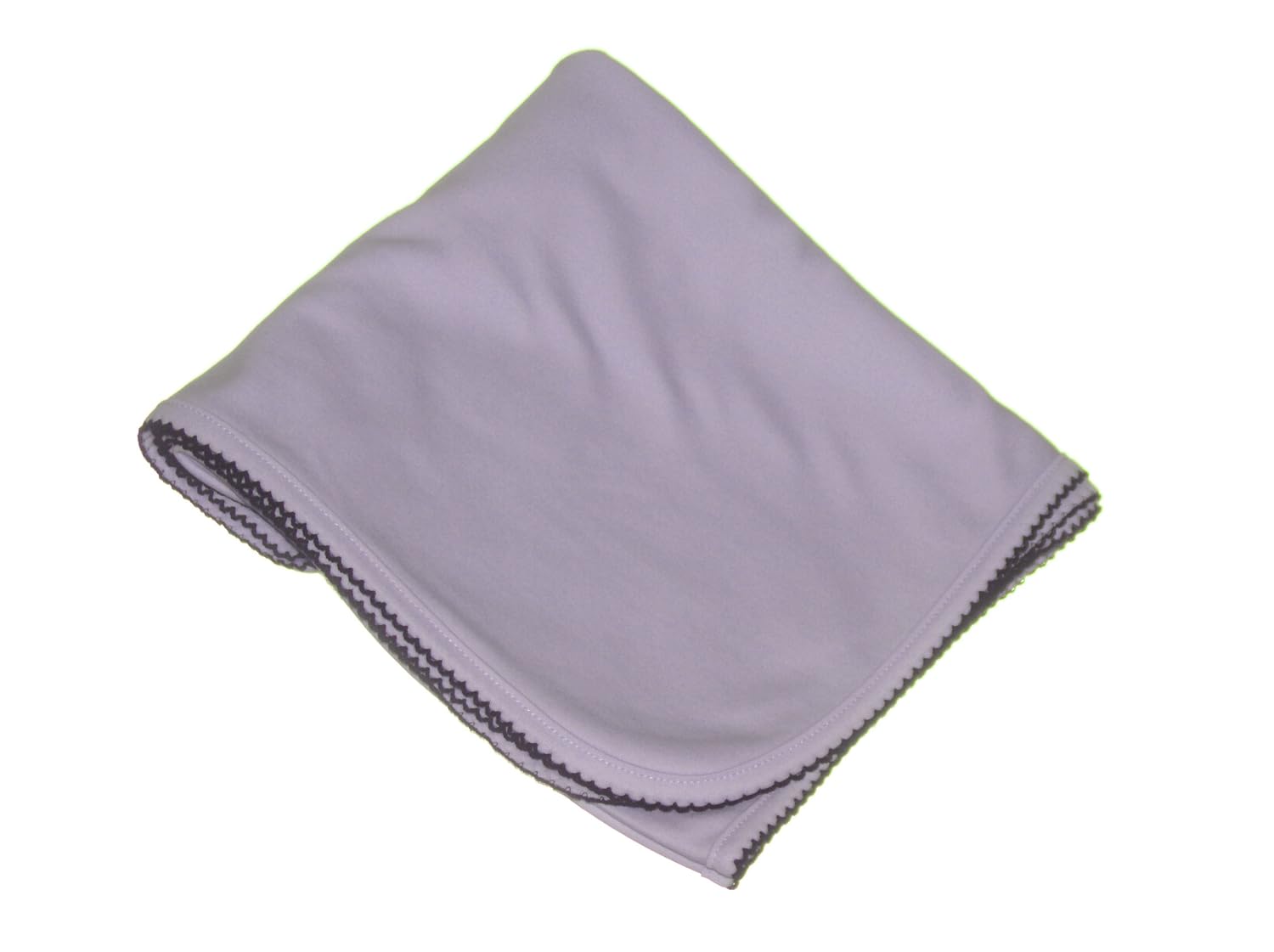 Blue Receiving Blanket with Navy Picot Trim by Cute As Buttons