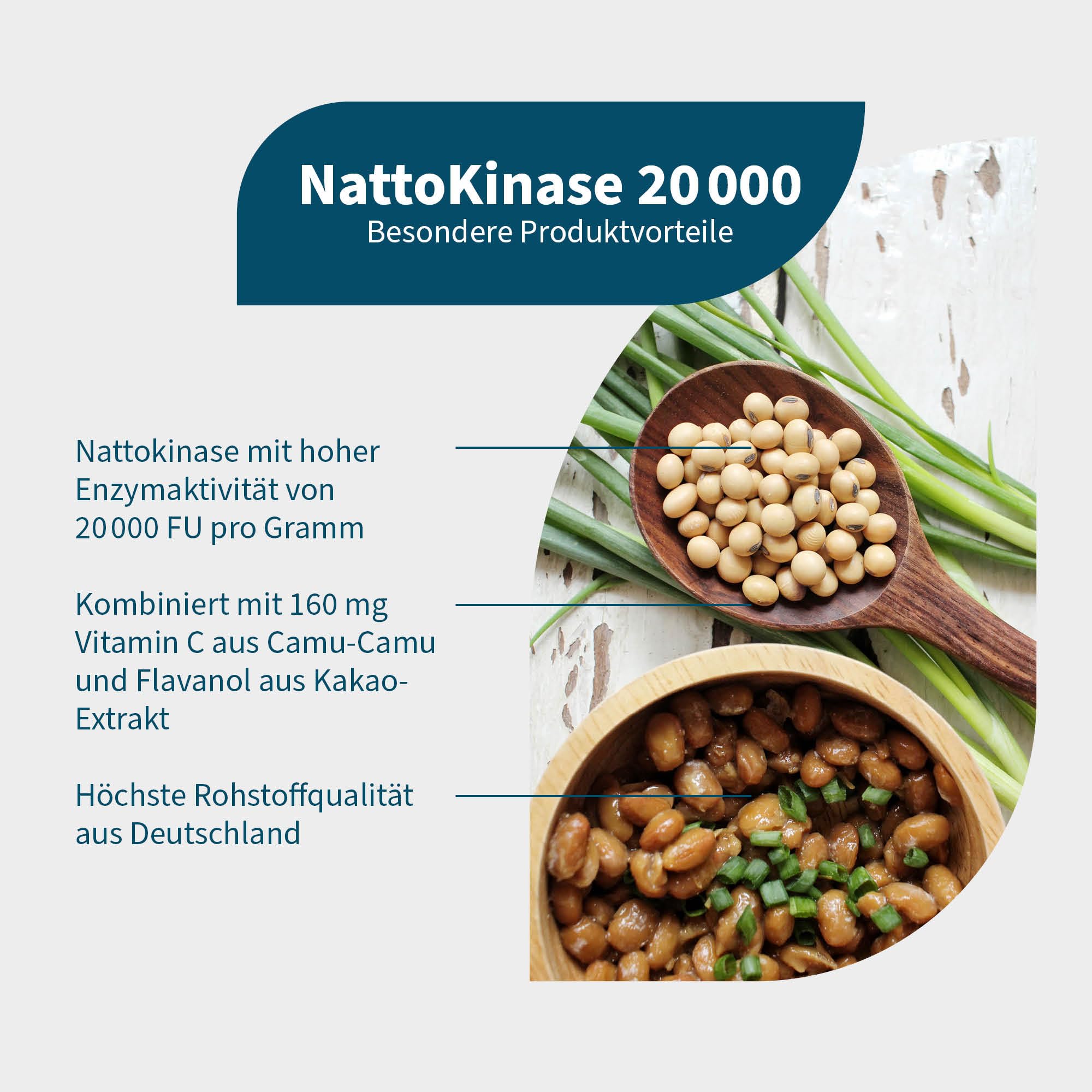 NatuGena NattoKinase, 100 mg (20.000 FU/g) Tagesdosis, trägt zu einer Kollagenbildung für eine normale Funktion der Blutgefäße bei,120 Kapseln/60 Tage