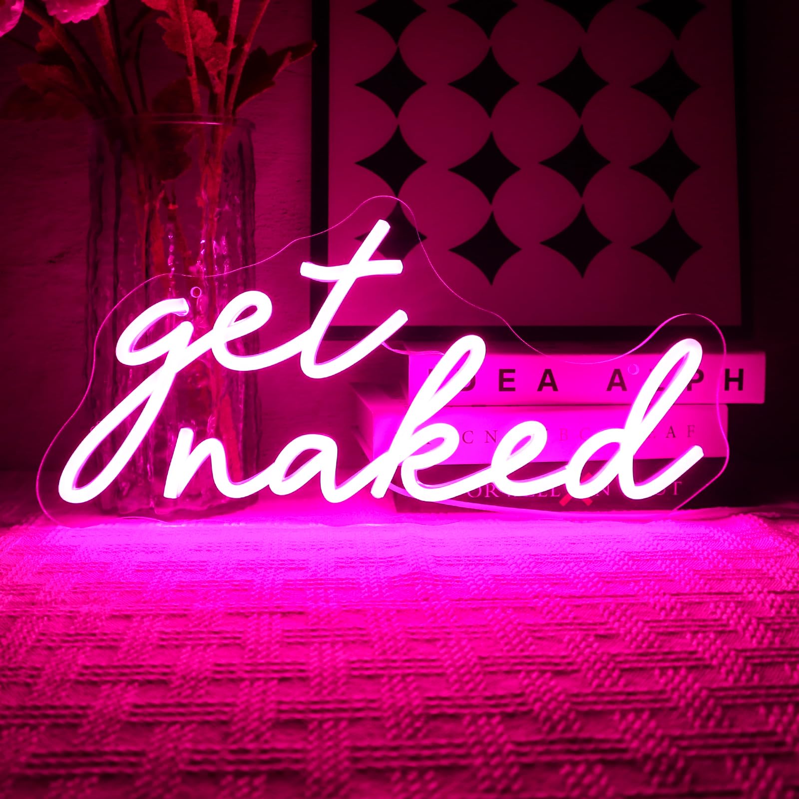 Get Naked Neon Schild Rosa Led Neonschild Wand Schriftzug Neon Sign USB Nackt werden Led Schild für Schlafzimmer Heim Badezimmer Bar Shop Club Store Pub Salon Dekoration Party
