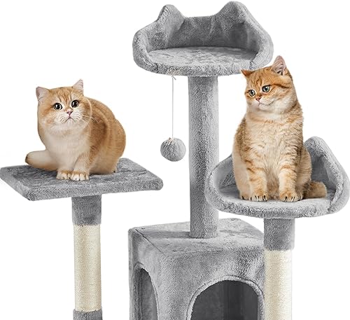 Miniatura 5 de Topeakmart Árbol de gato de 72 pulgadas para gatos de interior, torre para gatos de varios niveles con postes rascadores, 3 perchas, centro de