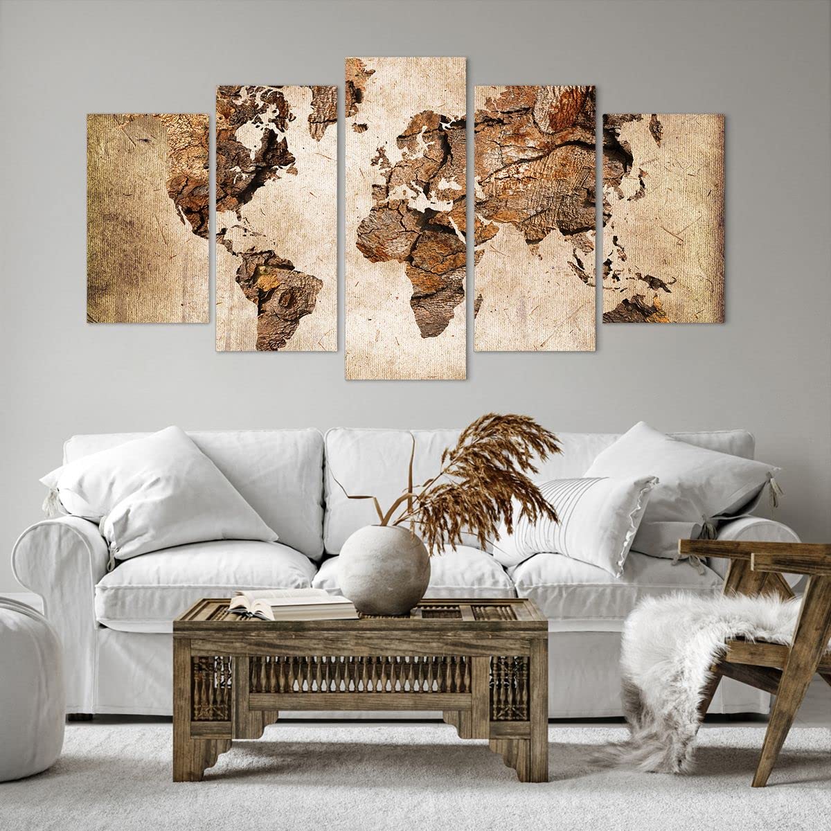 Quadri Moderni su Tela 150x50 cm Stampe da Parete Mappa del Mondo 3590