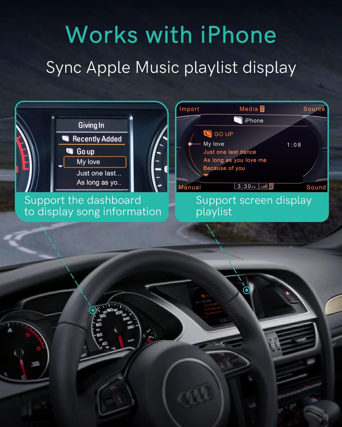 Adaptateur Bluetooth pour Audi AMI MMI 2G avec Port AMI (2006-2009) | Puce CSR8675, Son aptX HD 24 bits, Plug & Play AMI, Contrôle au volant, Infos pistes sur écran voiture