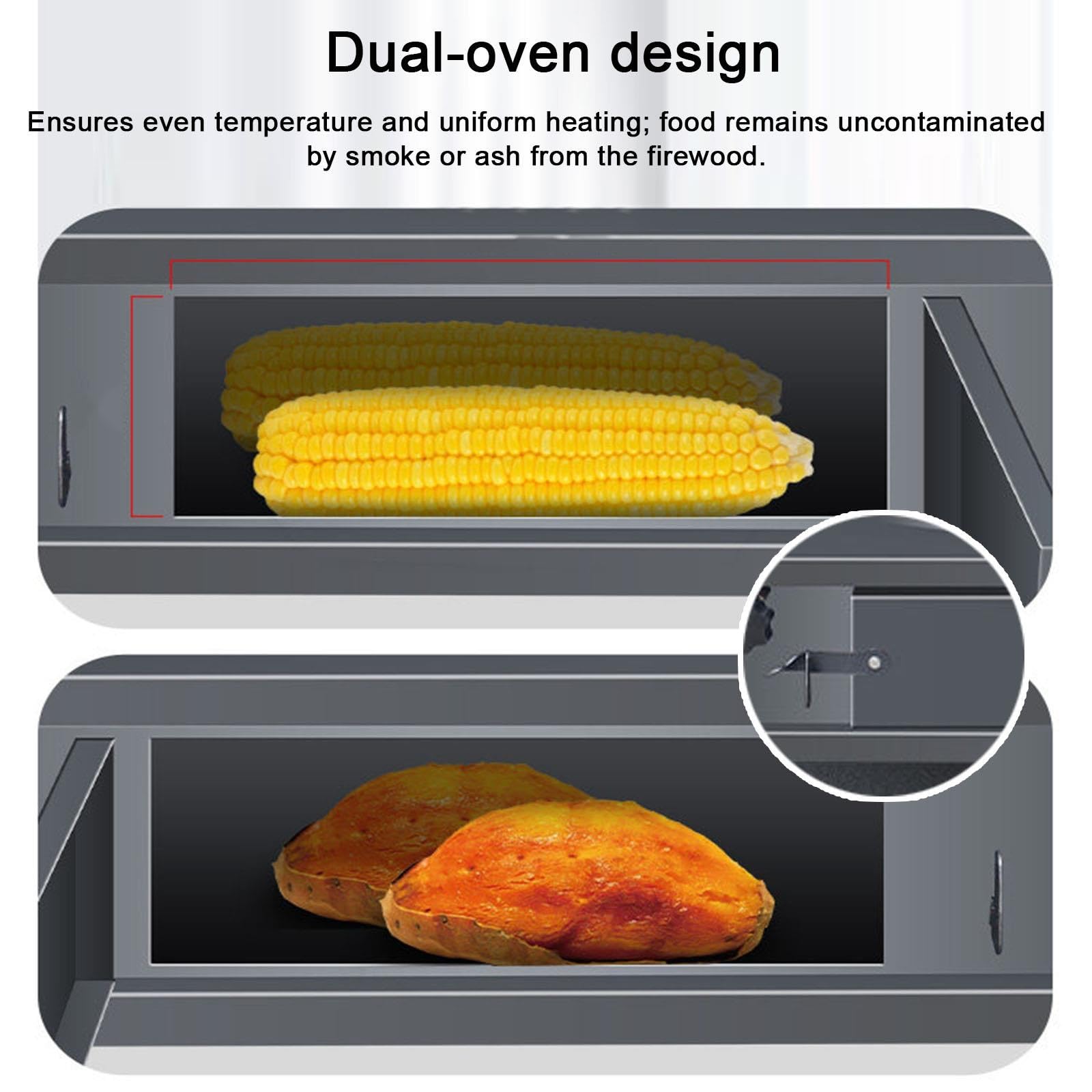 Poêle à Bois, Four Double, Clapet Réglable, Cuisiniere a Bois