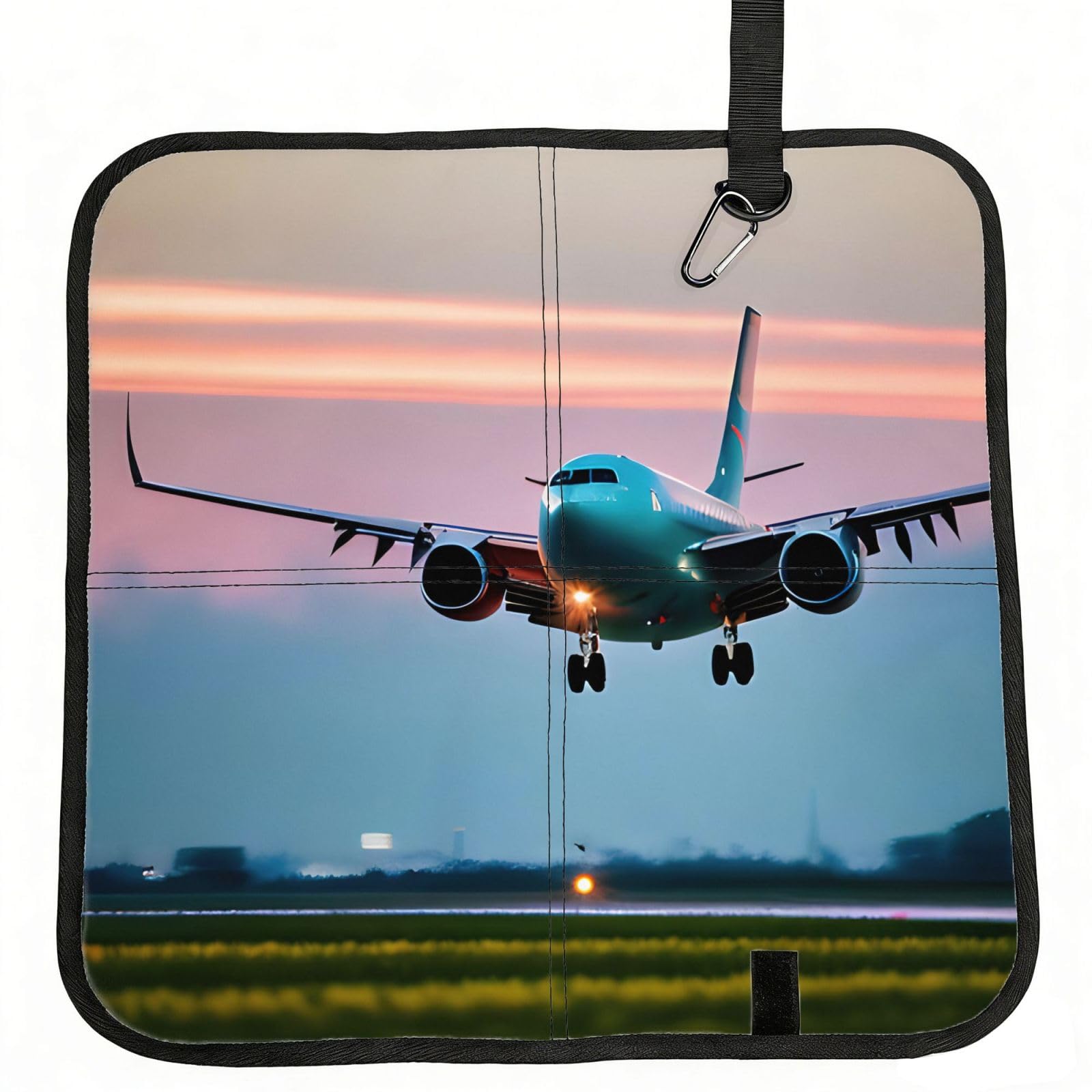 YGLHBDPBF Airplane in The Evening Lights Print Camping seat cushion,Foldable Sitting Pads,Save Backpack Space for Hiking