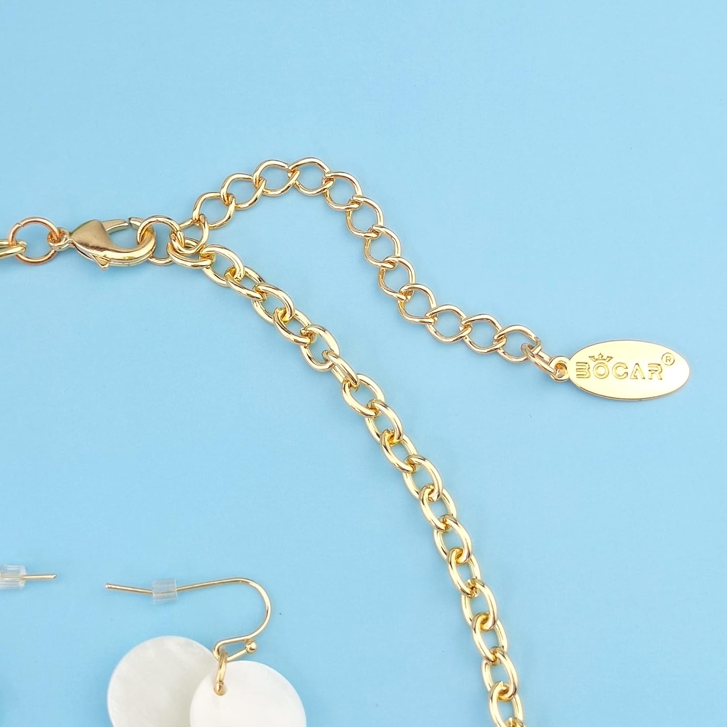 Miniatura 4 de BOCAR 2 Layer Statement Choker Shell Necklace and Earring Set for Women Gift