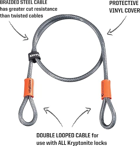 Miniatura 2 de KryptoFlex 710 Cable de Seguridad de Doble Bucle, 7 Pies de Largo Cable Antirrobo de Acero Trenzado Flexible para Bicicleta con Extremos en Bucle