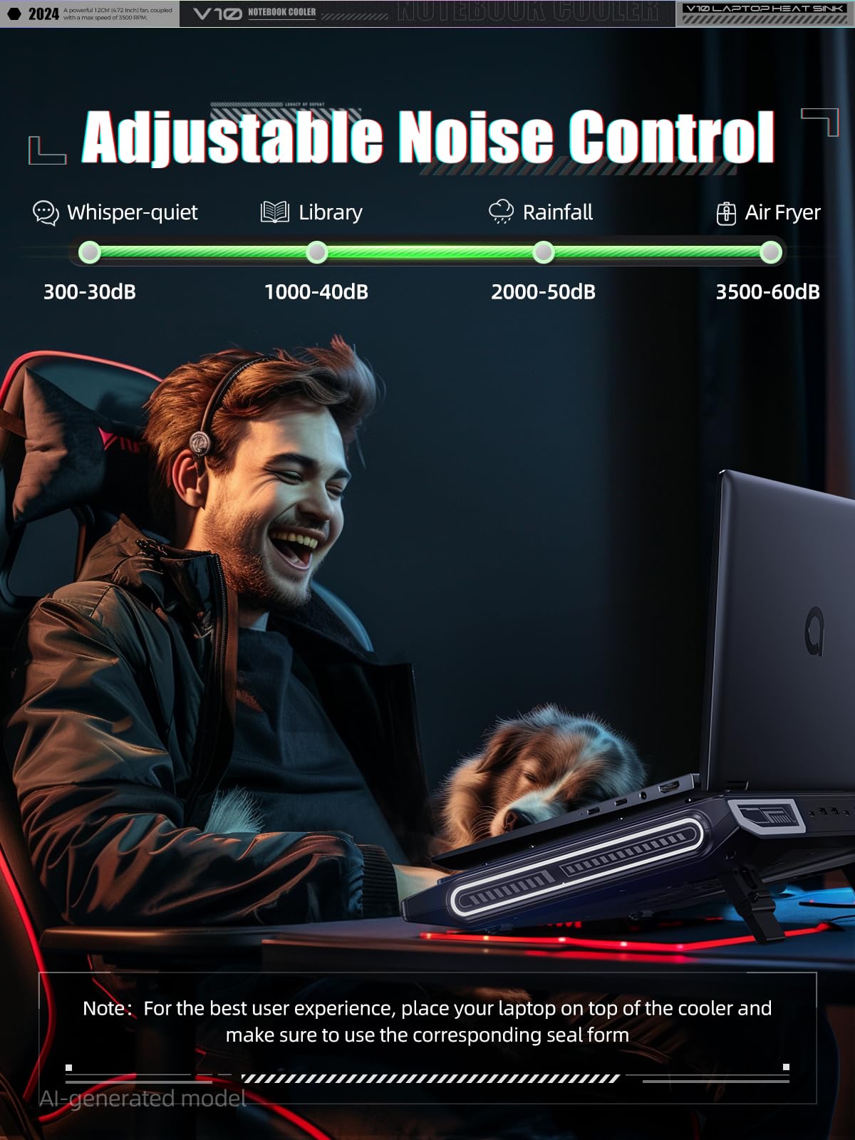 llano Podkładka chłodząca do laptopa Gaming z wentylatorem turbowentylatorowym 3500 obr./min 4,72 cala, 13-17,3 cala