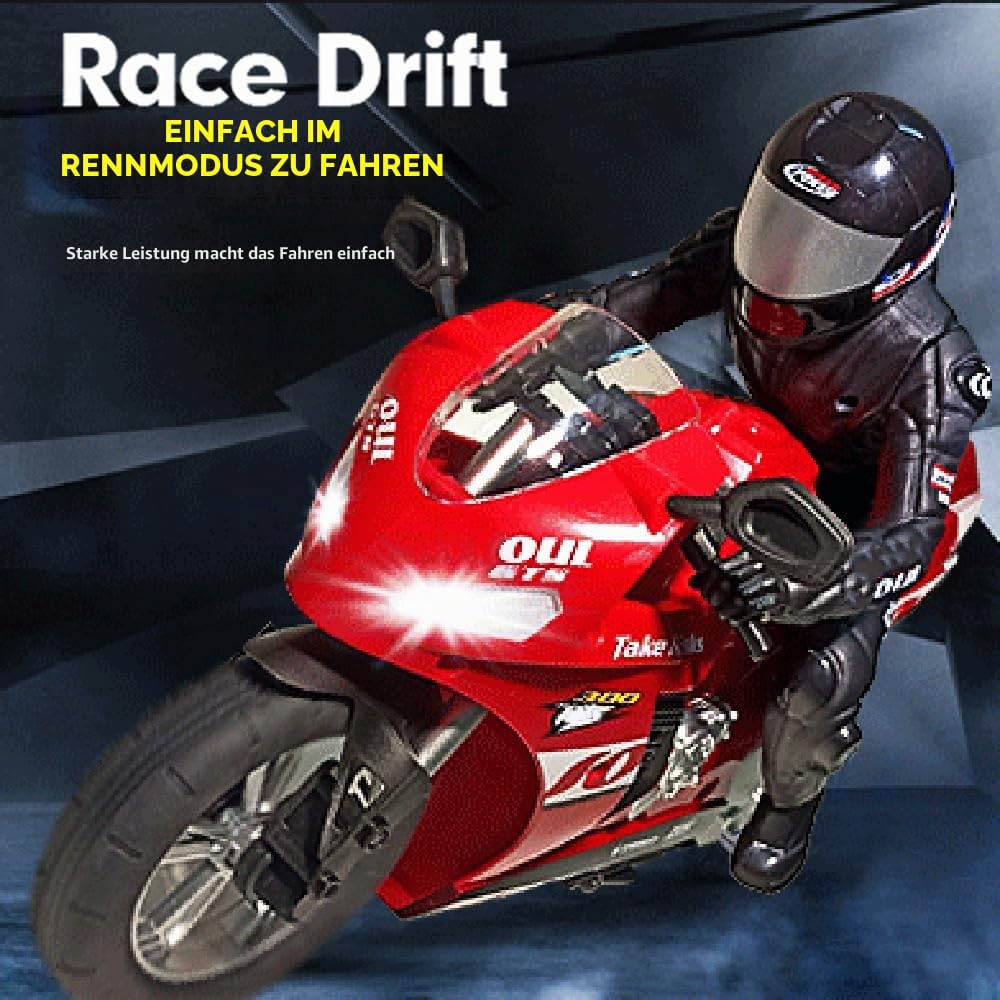 Goolsky Ferngesteuertes Stunt-Motorrad, selbstbalancierendes Stunt-Motorrad, 1/6, 2,4 G, ferngesteuertes Motorrad, das Sich an Ort und Stelle dreht/selbststabilisierende Balance/360°-Drift