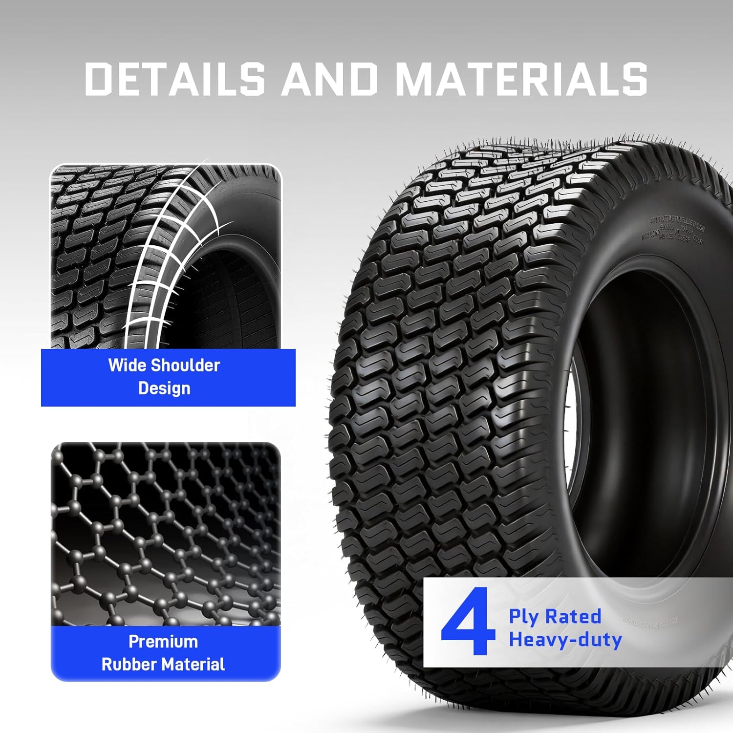 TRIBLE SIX 18x10.50-10 Lawn Mower Tires (2 Pack), 18x10.5x10 Lawn & Garden Rinding Mower Tractor Golf Cart Turf Tires, 4 Ply Tubeless
