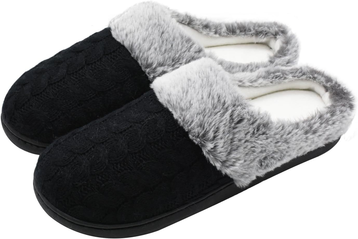 jiajiale Womens Memory Foam Fur House Slippers Indoor Outdoor …