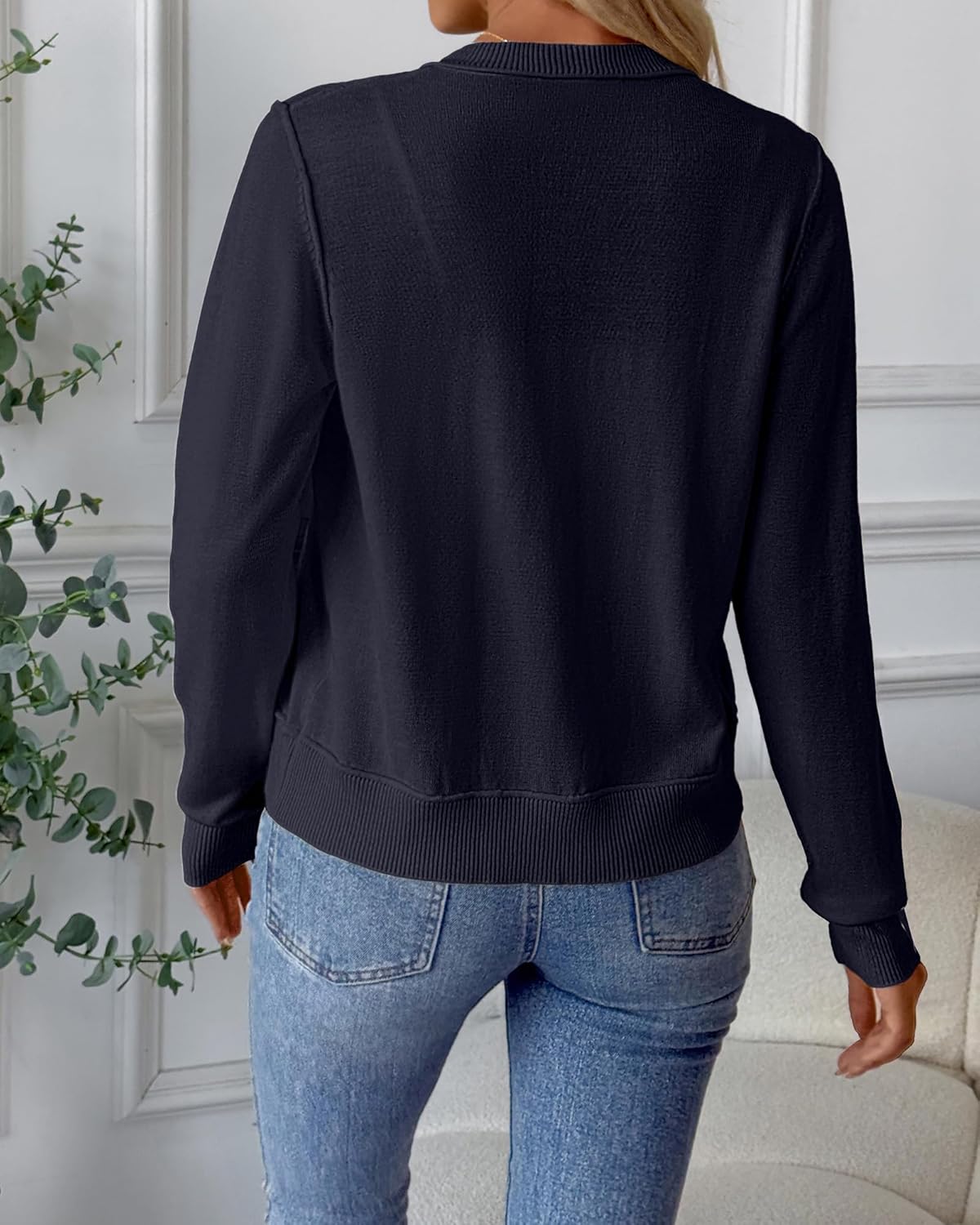 Bsubseach Striped Cropped Cardigan Sweater for Women Lightweight Jacket Trendy Fall Outfits Spring Clothes Sweatshirts - Image 5