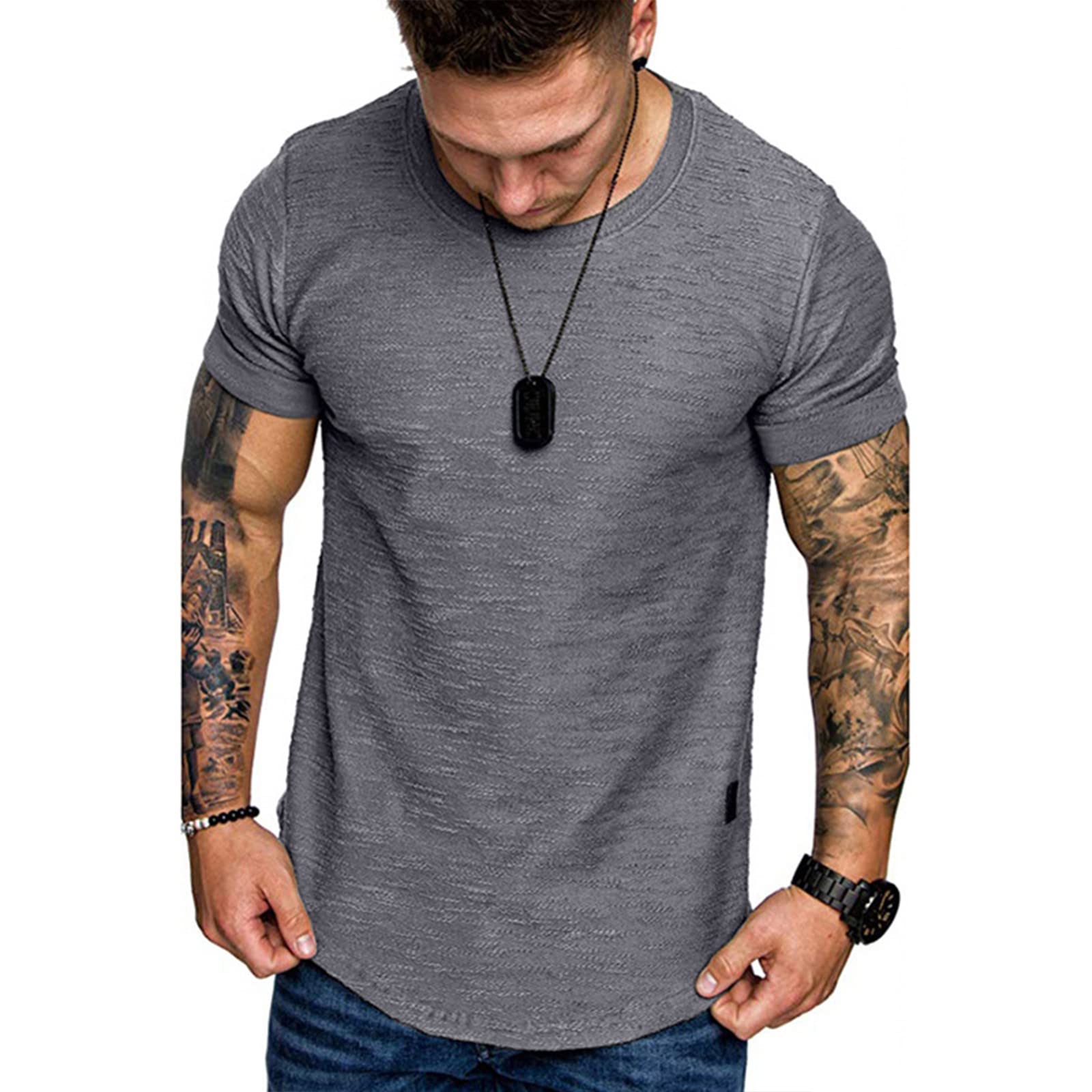 T-shirty z okrągłym dekoltem z krótkim rękawem czysta bawełna męskie rozciągliwe ponadwymiarowe szybkoschnące T-shirty oddychające wygodne