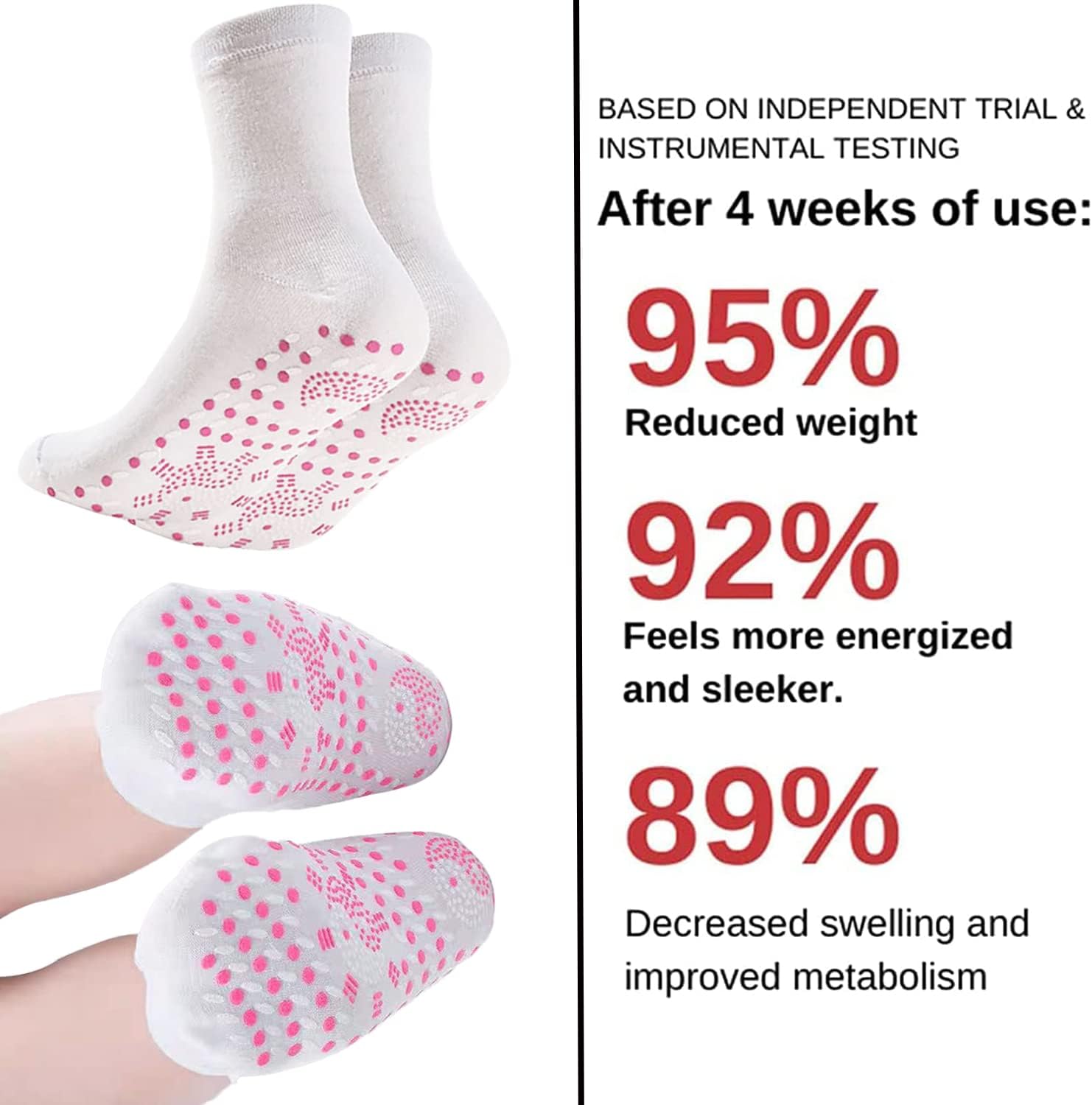 VAOSWUSA Tourmaline Slimming Health Sock One Pair Self Heating Socks, Tourmaline Acupuncture Socks, Tourmaline Slimming Health Sock, Tourmaline Acupuncture Socks, Magnetic Self-Heating Socks（White） : Everything Else