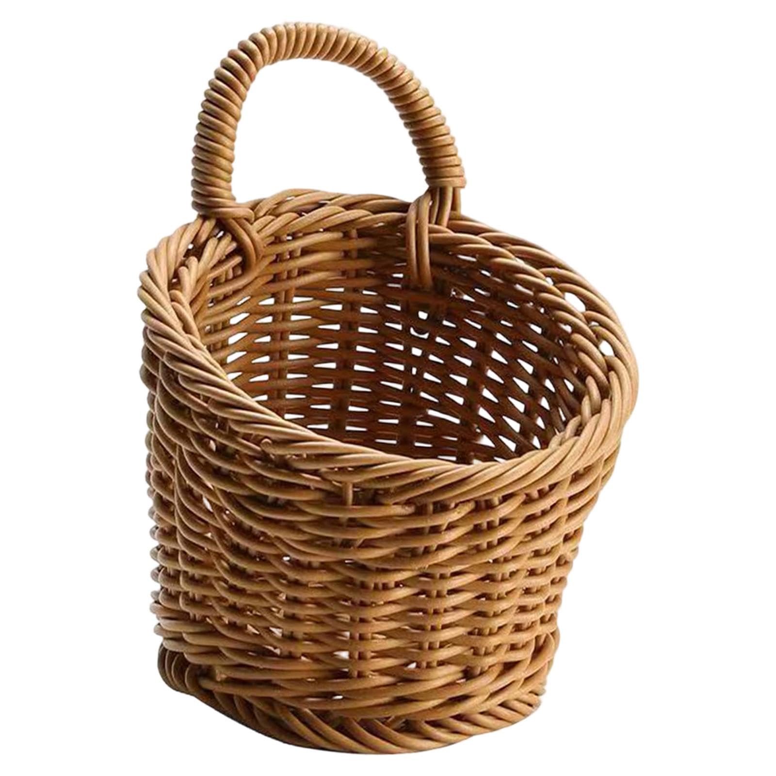 Hanging Wall Fruit Vegetable Basket with Handle Woven for Potato Garlic Toys S-image-1