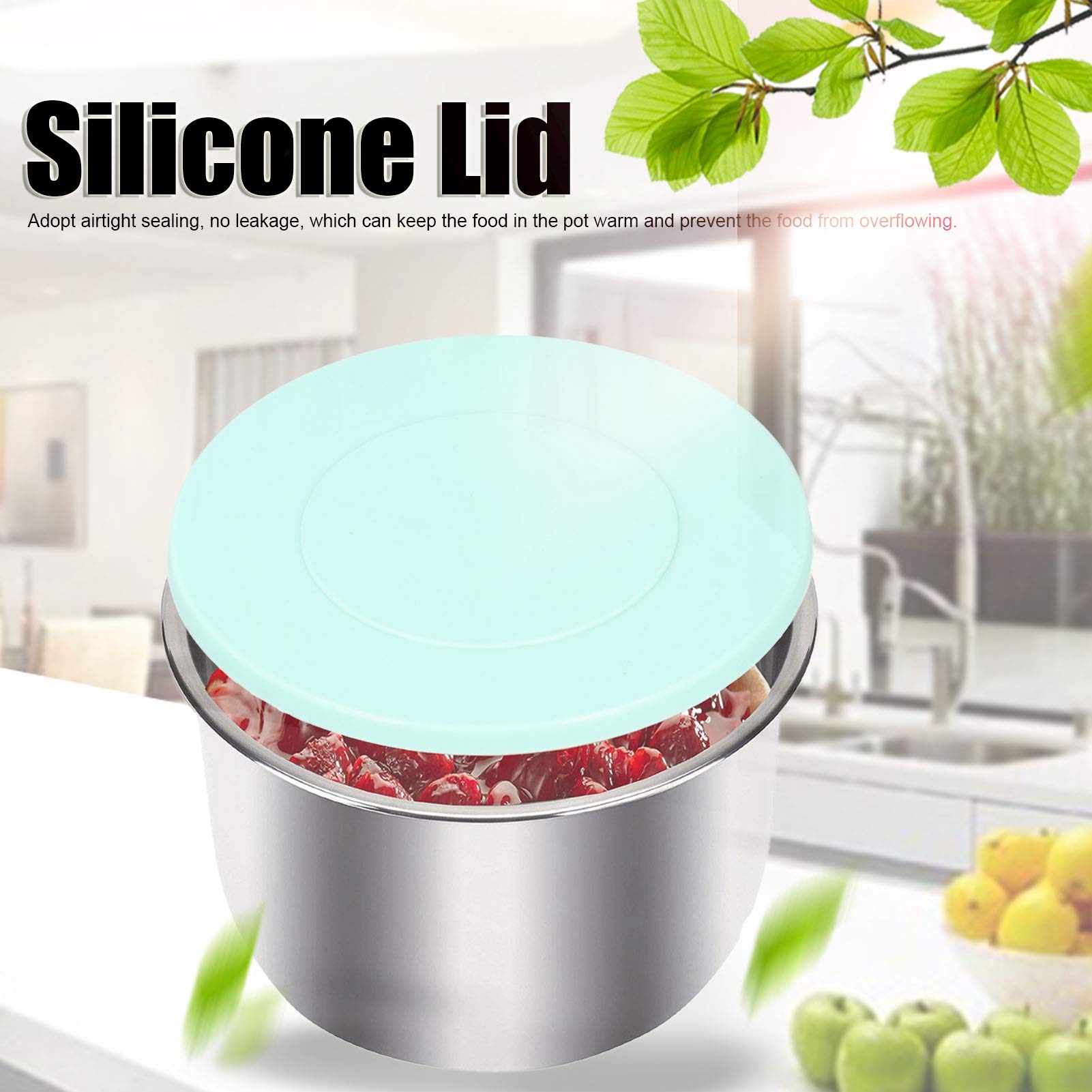 Silicone Pot Lid, Reusable Sealing Cover Kitchen Accessories Green for Pressure Cooker Bowl Large Size
