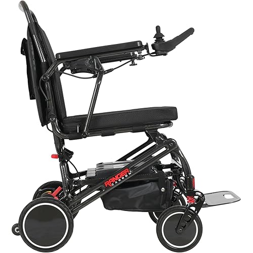 Porto Mobility Ranger Carbon Folding Lightweight Foldable Exclusive Power Wheelchair, Dual Powerful Motor, Easy Release Dual Battery, Airplane Ready Portable Power Wheelchair
