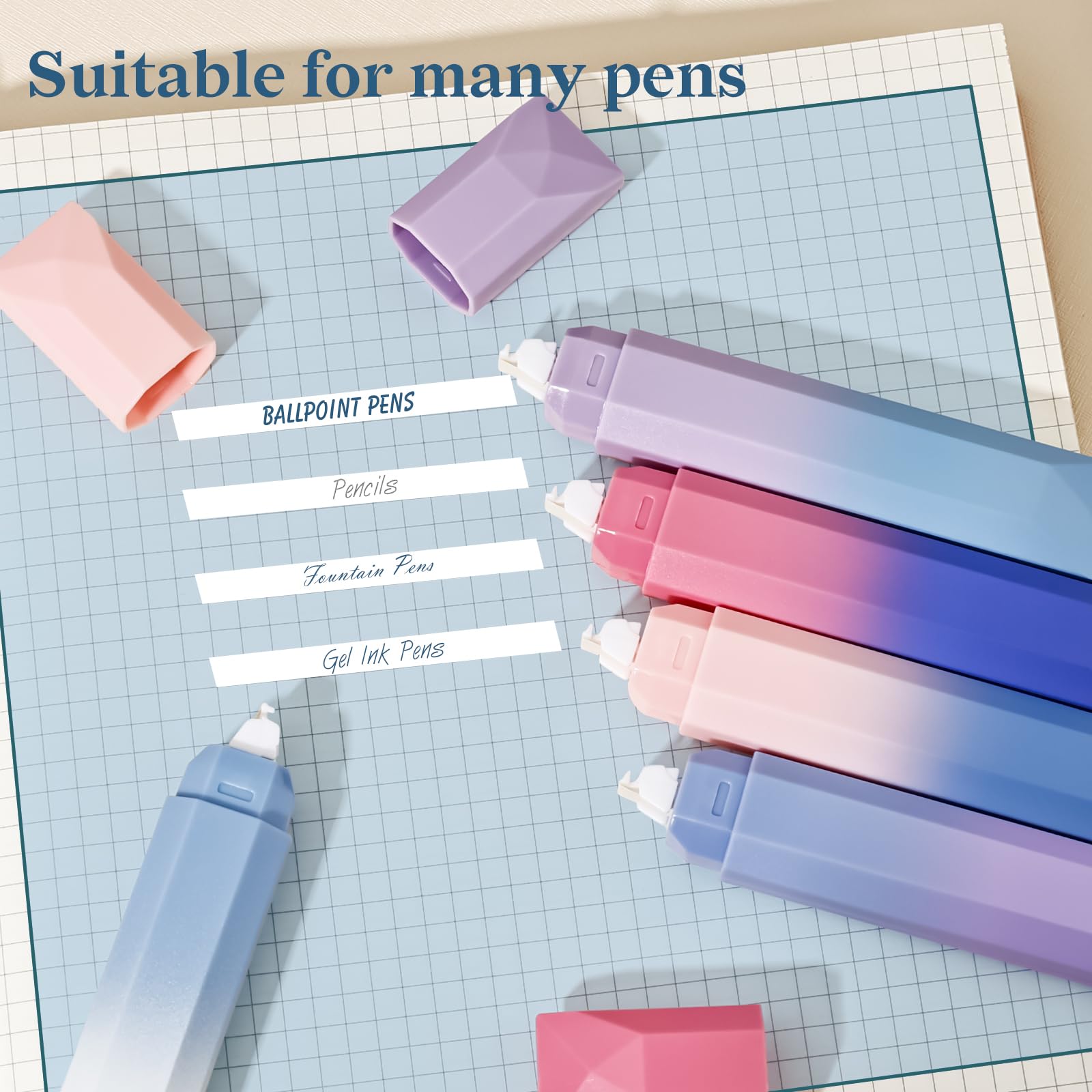 Temiary 5 cintas correctoras blancas, estéticas blancas suaves y extraíbles para correcciones instantáneas, aplicador en forma de bolígrafo resistente al desgarro fácil de usar para suministros