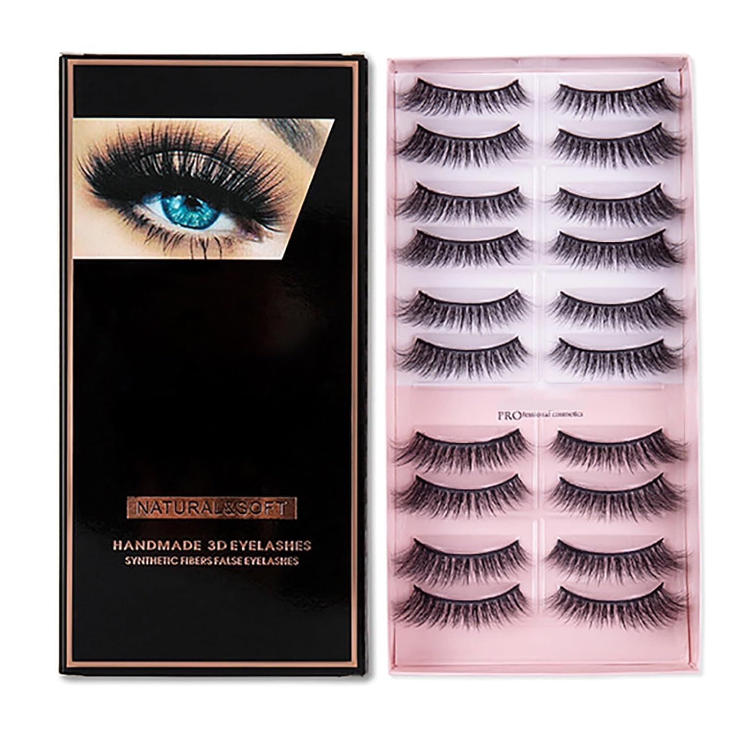 COSLUXE IMAGIC PROfessional Synthetic Fibers False Eyelashes, Natural & soft 100% Handmade 3D Eyelashes Pack 10 Pairs of 1 box (07)-picture-16