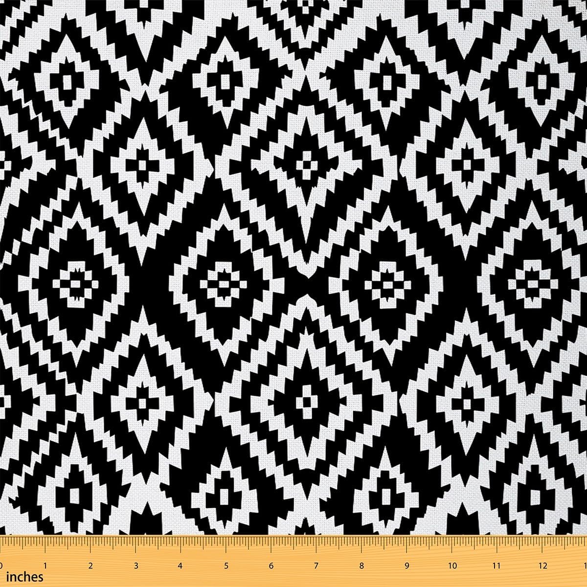 Erosebridal Orange White Blue Fabric by The Yard,Ikat Upholstery Fabric,Tribal Indian Decorative Fabric,Watercolor Geometric Abstract Artwork Indoor Outdoor Fabric,3 Yards