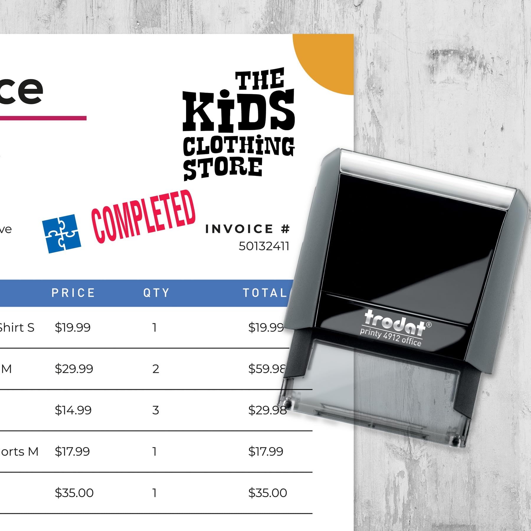 Trodat Printy 4912 2-Color Message Stamp - Self-Inking, Red And