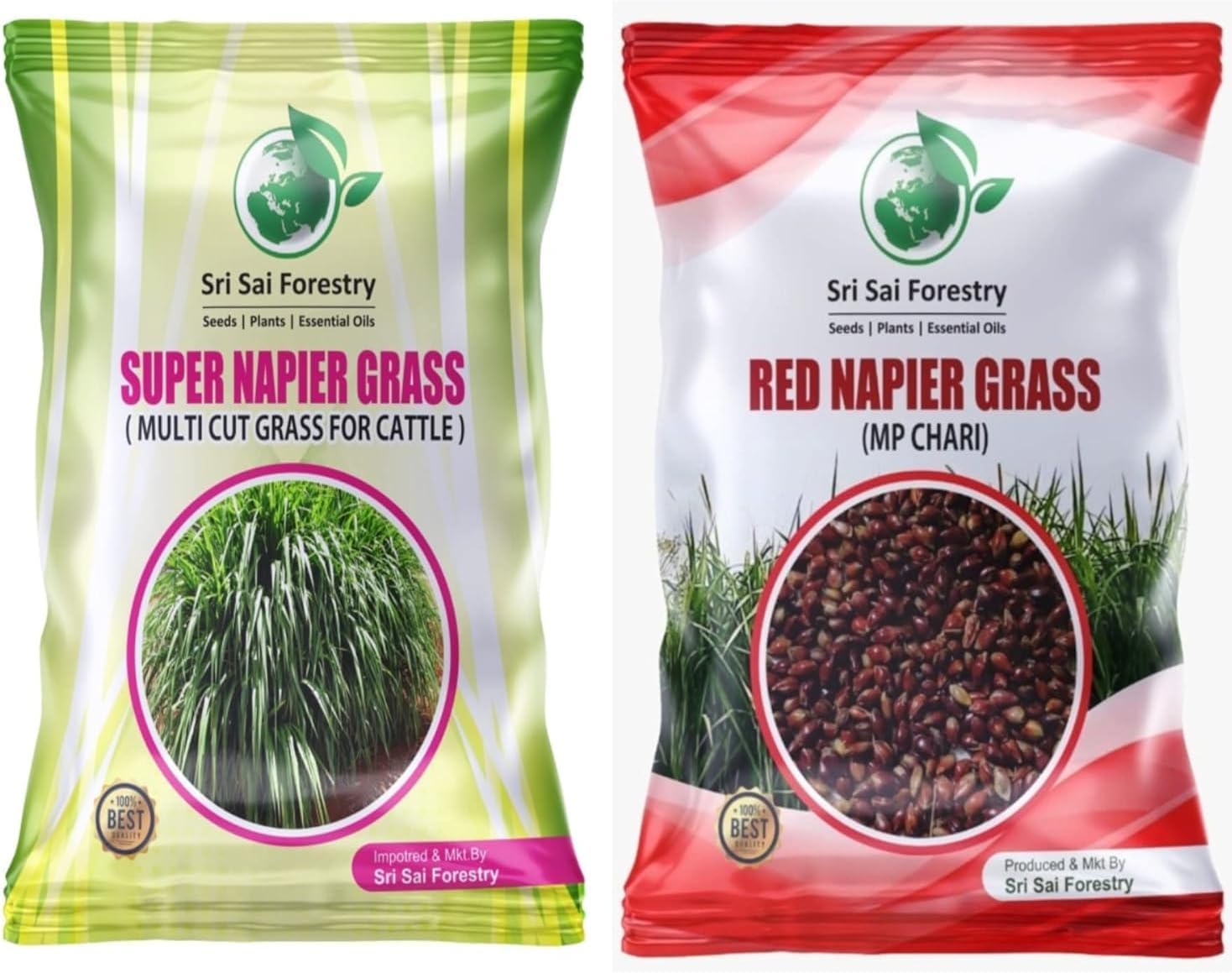 Super Napier Grass Seeds High Yield, Multi Cut Grass for Cow and Goat (Combo)