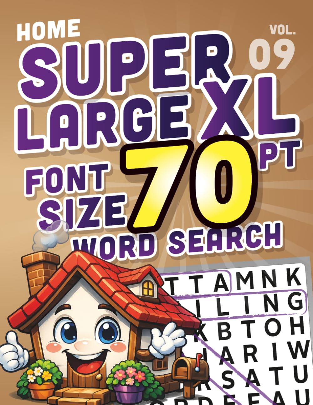 SUPER LARGE XL FONT SIZE 70 pt WORD SEARCH 9: Home Theme – Huge Print Puzzle Book with Giant Letters (Themed Superlarge XL 70 pt WordSearch puzzles)
