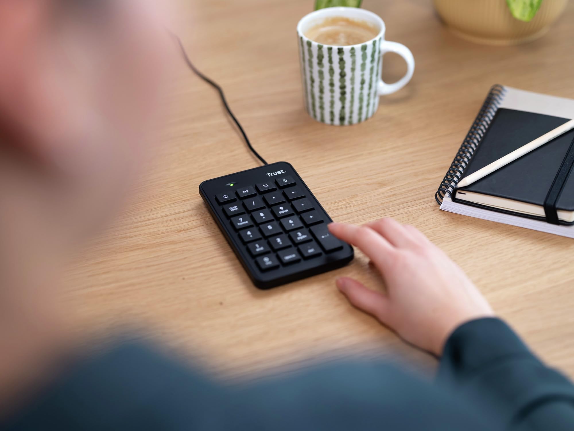 Trust Xalas Tastierino Numerico USB per Laptop e PC Desktop, Mini Tastiera Sottile con Filo, Cavo da 1,5 m, 5 Tasti in Più, Numpad Portatile Calcolo per Finanziaria Notebook Computer, Nero
