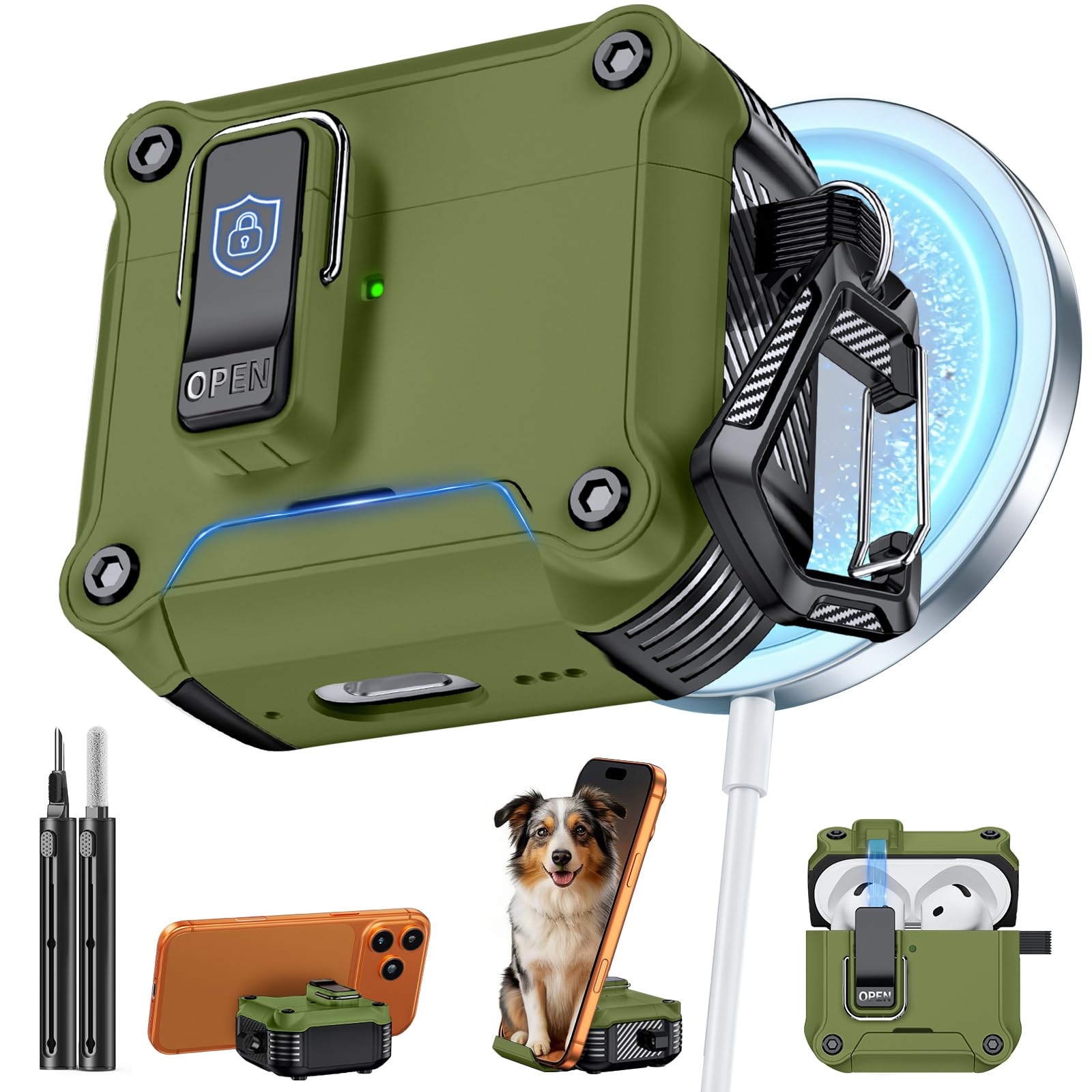 Inesore for AirPods 4 Case with Secure Lock (Dark Green)