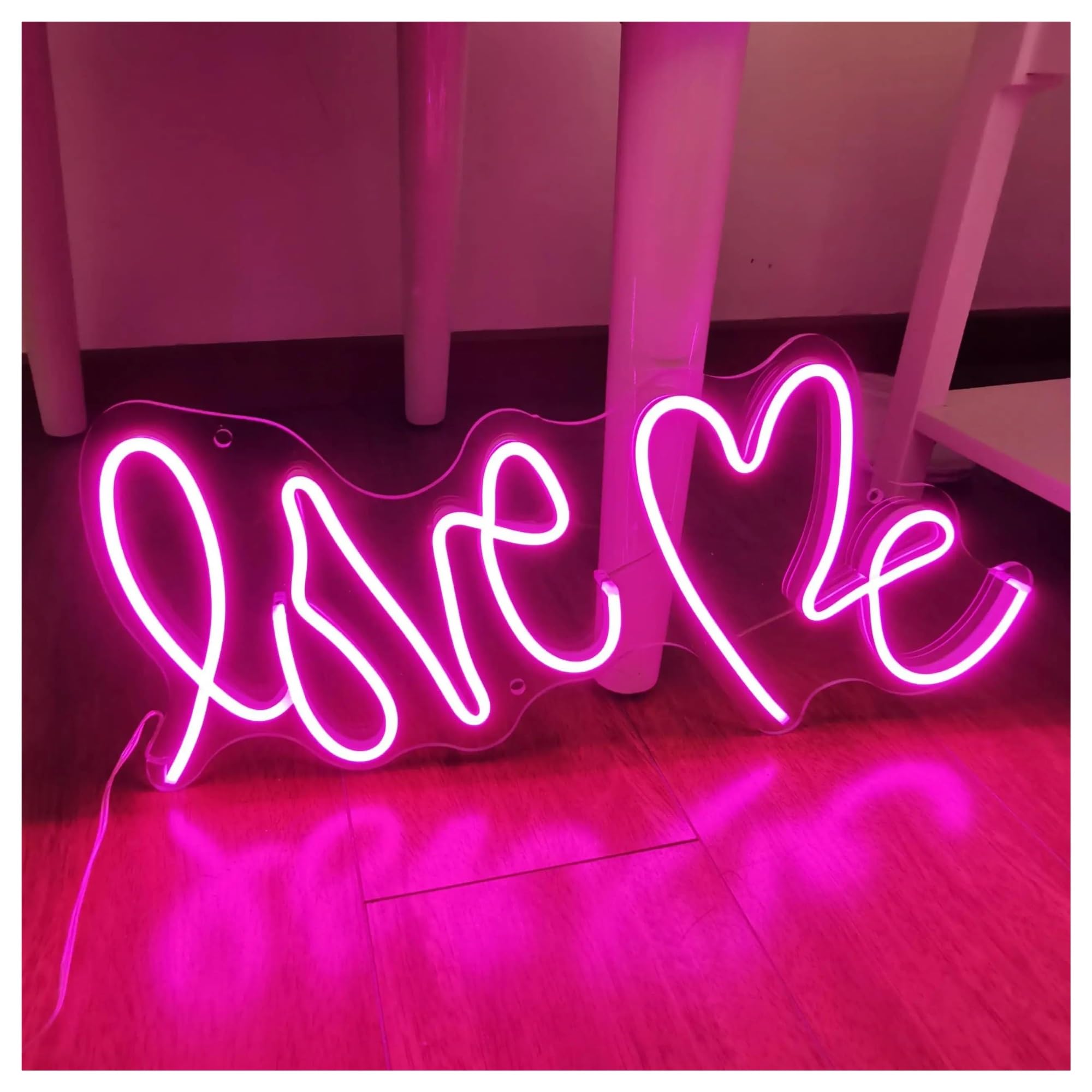 LEMST Sign Lamp Love Me Neon Sign,Suitable for Bedroom, Valentine's Day and Romantic Decoration 17x35cm