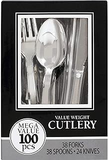 amscan Boxed Disposable-Cutlery-Sets, One Size, Silver