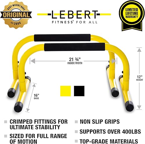 Vista 3 de Lebert Parallette Bars – Heavy-Duty Bodyweight Training Equipment for Dips, Pushups, L-Sits & Core Workouts – Non-Slip Grips, 400 lb Capacity