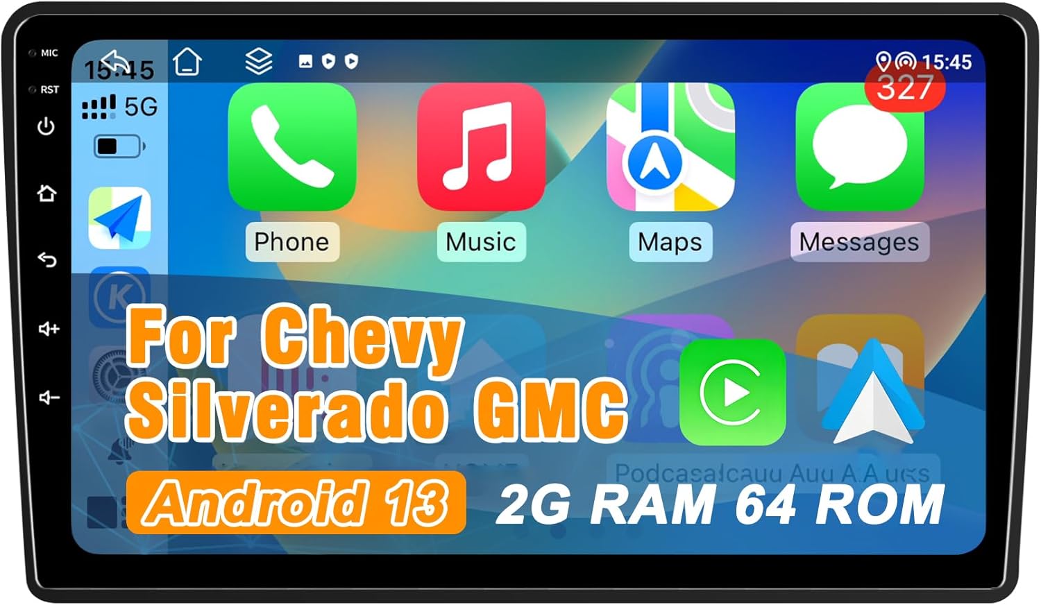 Car Radio Stereo 2G+64G Android 13 10 Inch for Chevy Chevrolet Silverado Tahoe GMC Sierra Yukon Car Head Unit with CarPlay Android Auto GPS Navi WiFi Bluetooth FM