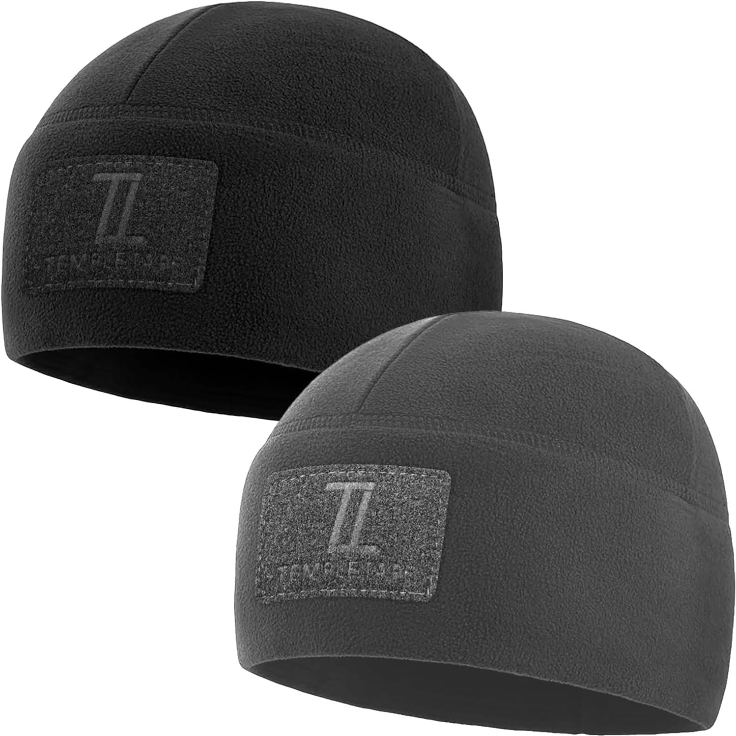 Temple Tape Tactical Beanie Hat - Front & Back Patch Panel - Multi Season Military Hats for Men - Mens Patch Army Beanies